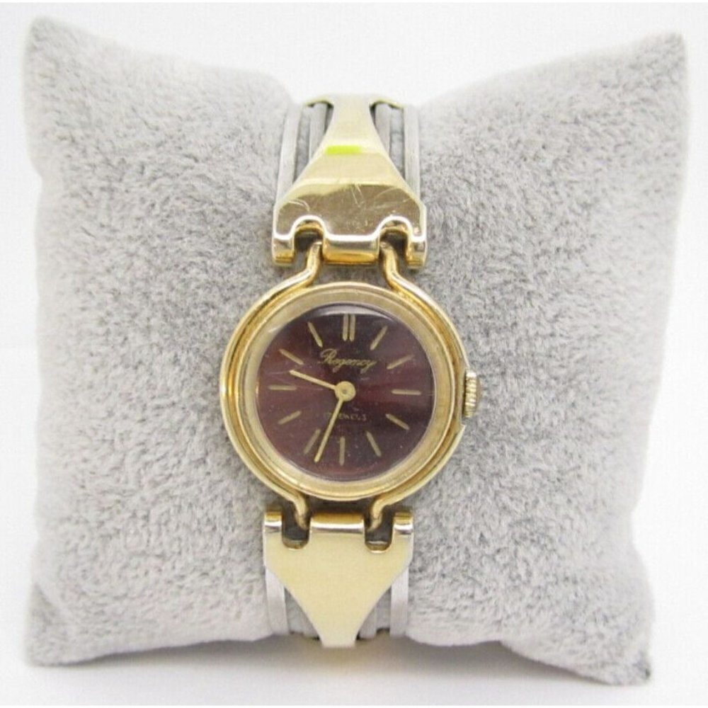 Vtg Women Regency 17 Jewels Hand Wind Analog 26mm Dial Causal Round‎ Watch (G49)